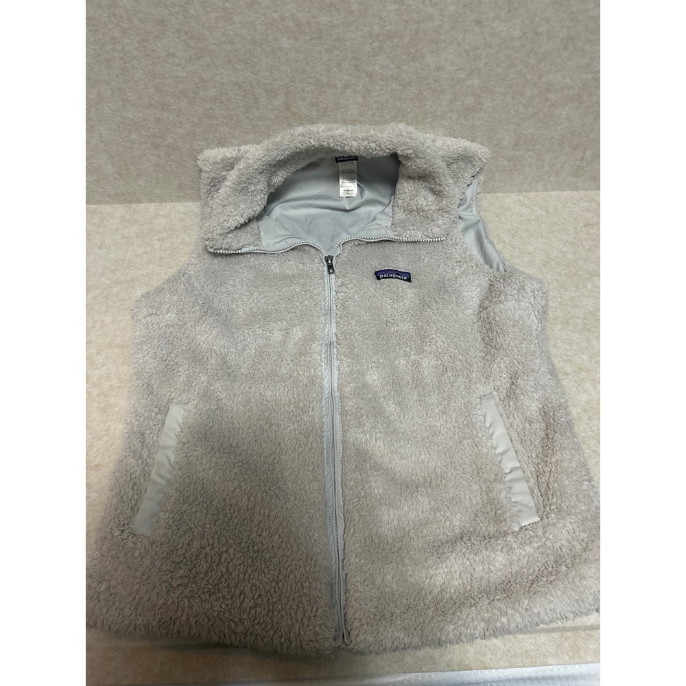 Patagonia Los Gatos Fleece Vest Womens XL Light Gray Full Zip High Pile Soft